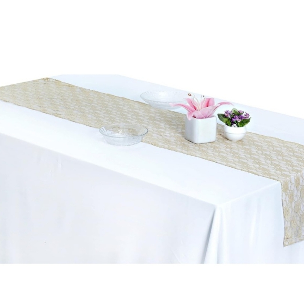 Gold Lace Table Runners 108"Lx12"W Wedding/Banquet/Party Events 8ct